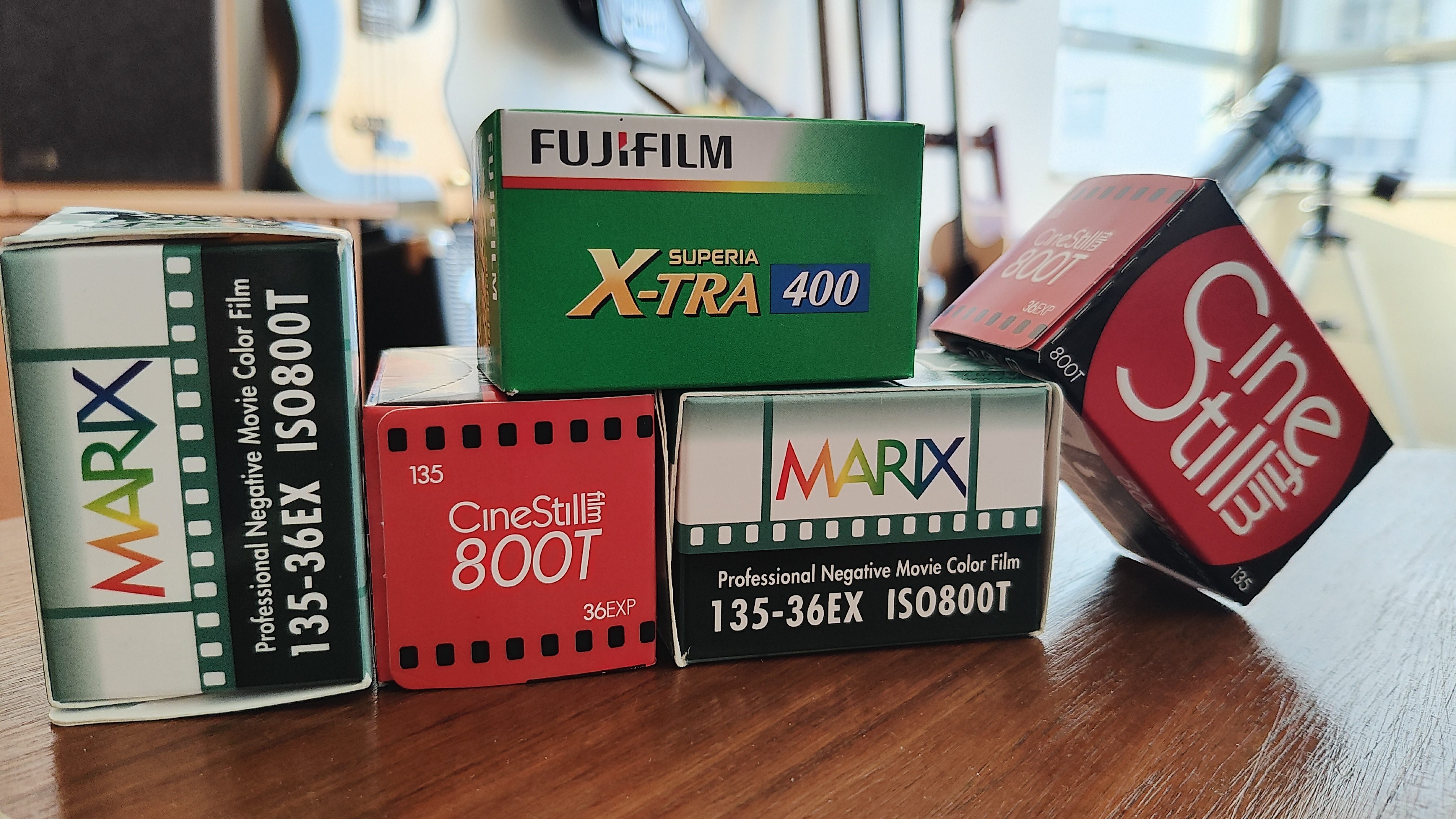 Boxes of various film stocks